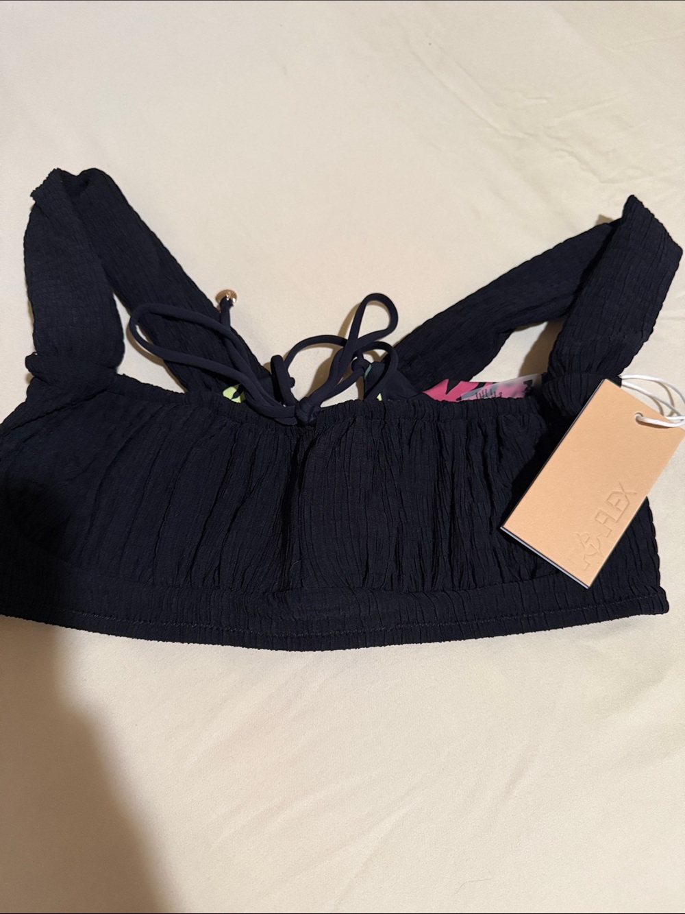Popflex Swim Sea Maiden Bikini Black Smocked Top